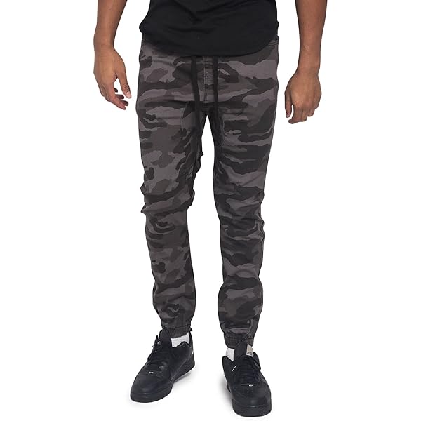 VICTORIOUS Scrunch Stacked Biker Twill Jogger Pants JG882 - Dark